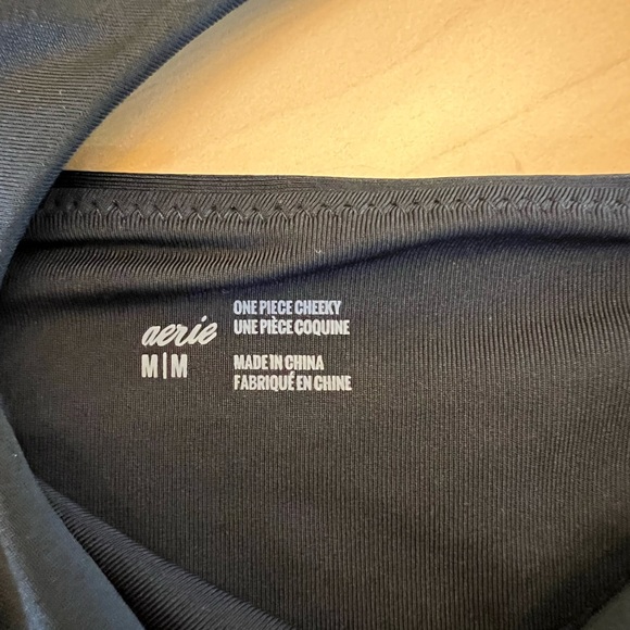 Aerie Black One-Shoulder Cut-Out Cheeky Swimsuit Size Medium No Padding - Picture 3 of 4